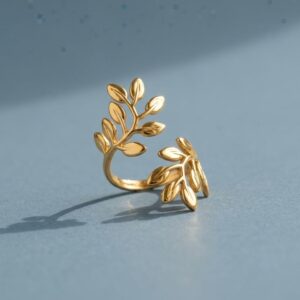 Gold-Tone Open Branch Leaf Wrap Ring for Women
