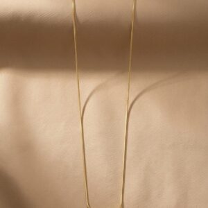 Gold-Tone Long Snake Chain Necklace with Curved Bar Pendant for Women